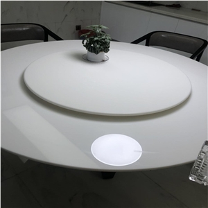 Nano White Crystal Glass Table Top Round Cafe Top