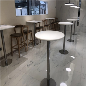 Nano White Crystal Glass Table Top Round Cafe Top