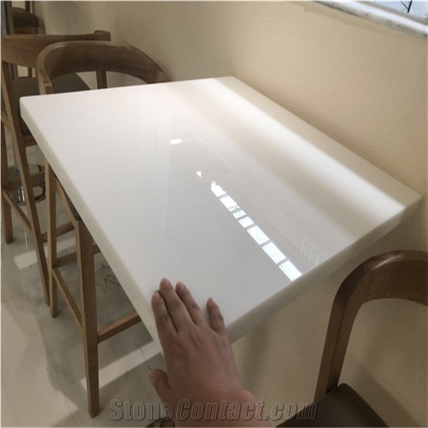 Nano White Crystal Glass Table Top Round Cafe Top
