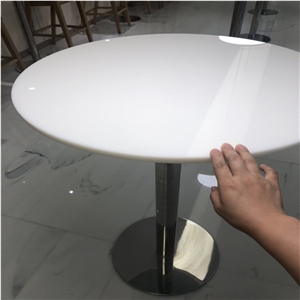 Nano White Crystal Glass Table Top Round Cafe Top