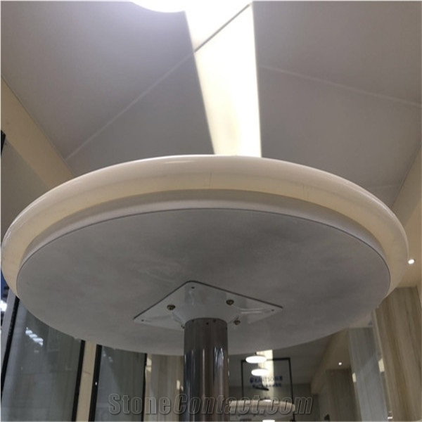 Nano White Crystal Glass Table Top Round Cafe Top
