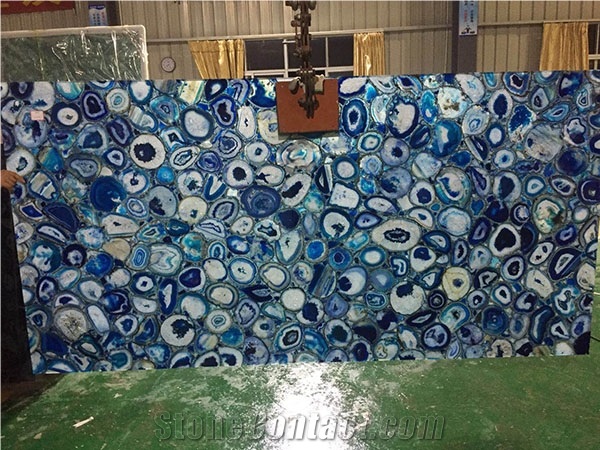 Translucent Blue Agate Sheet for Reception Top Decors
