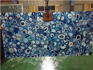 Translucent Blue Agate Sheet for Reception Top Decors Translucent Blue Agate Sheet for Reception Top Decors