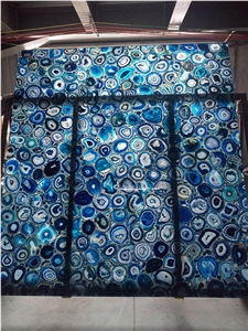 Translucent Blue Agate Sheet for Reception Top Decors