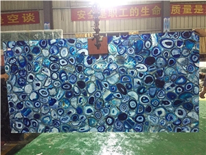 Translucent Blue Agate Sheet for Reception Top Decors