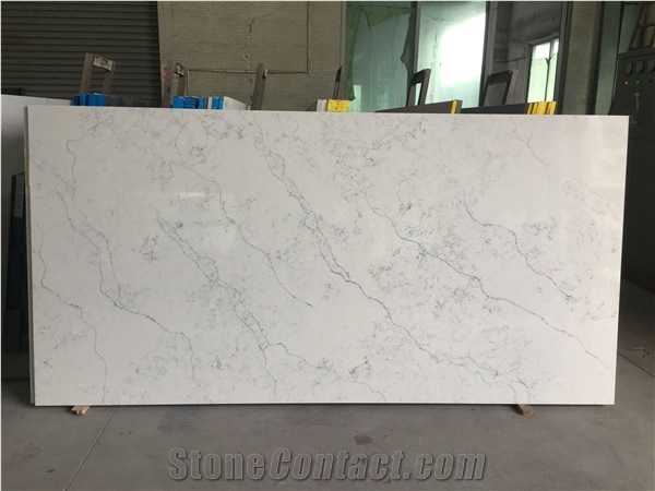 White Artifical Stone Quartz,Sparkle Carrara White