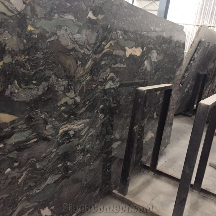 Good Value Peacock Green Granite Slabs Cut Tiles