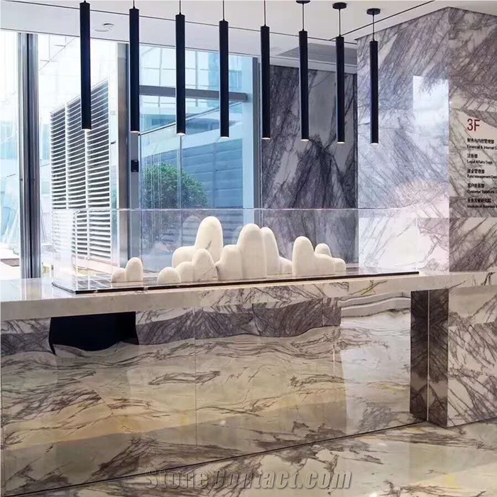 Milas Lilac Marble Slab Cut Tiles for Wall Design