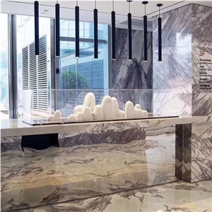 Milas Lilac Marble Slab Cut Tiles for Wall Design