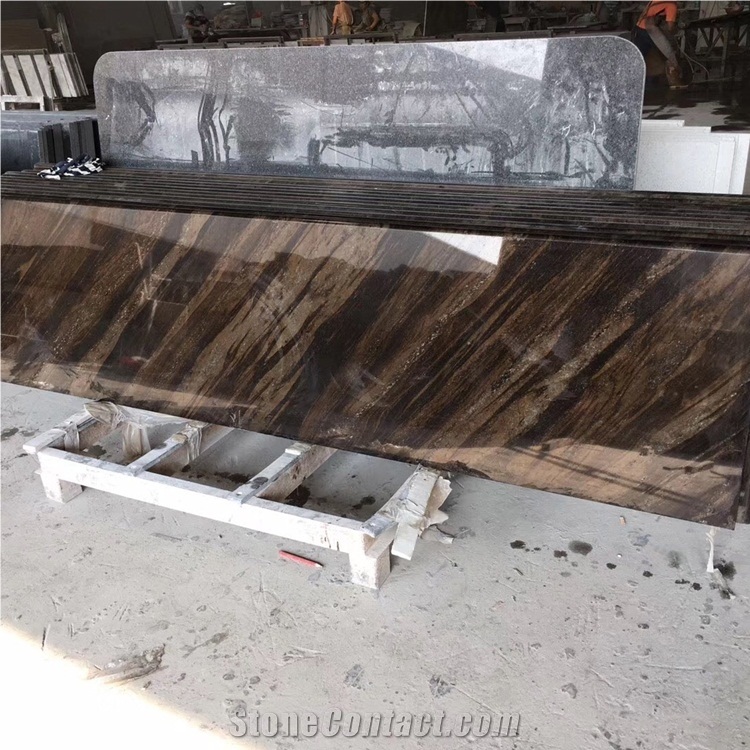 Polish Quicksand Brown Granite Kitchen Countertops