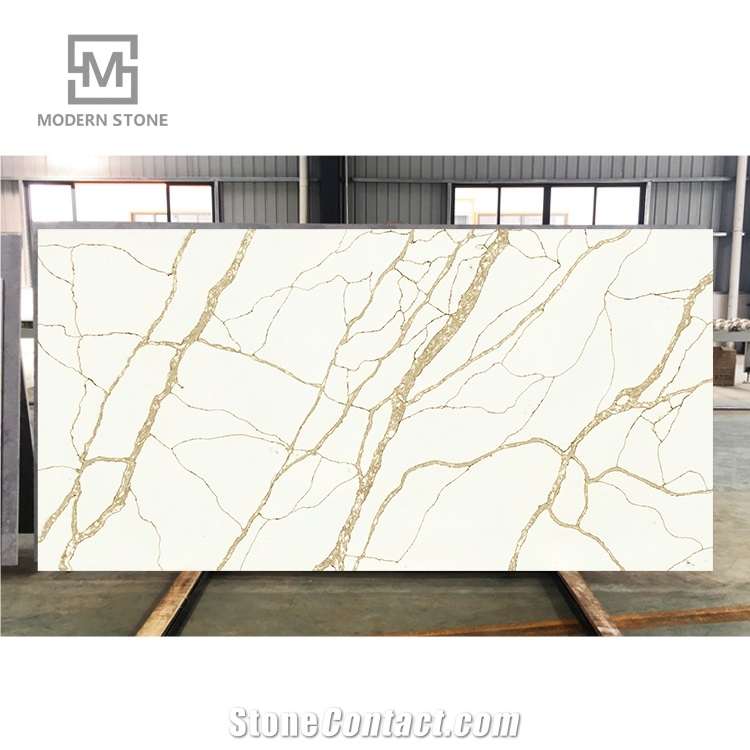 Quartz Calacatta Gold Prefab Kitchen Countertops