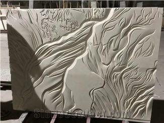 Bush Hammered White Limestone Slabs