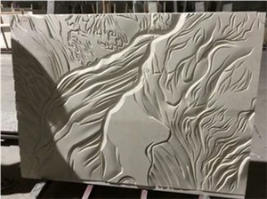 Bush Hammered White Limestone Slabs