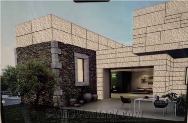 Bush Hammered White Limestone Slabs