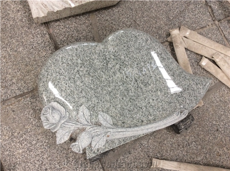 Engraved Tombstone Bevel Heart Headstone Design