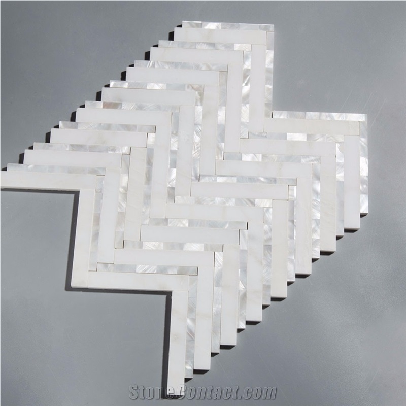 Herringbonemarble+Pearl Shell Mosaic Pattern