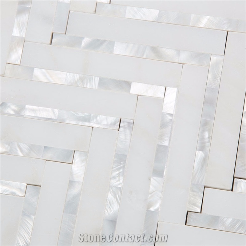 Herringbonemarble+Pearl Shell Mosaic Pattern