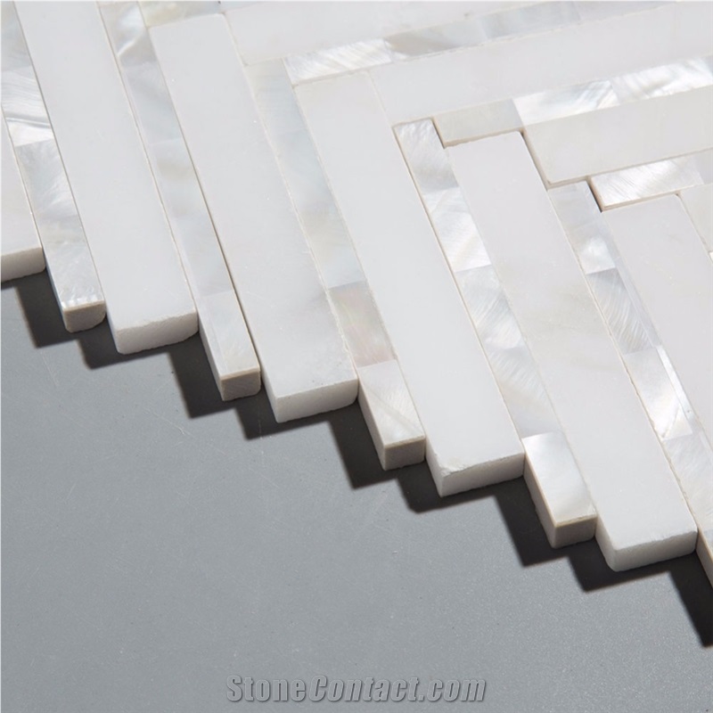 Herringbonemarble+Pearl Shell Mosaic Pattern