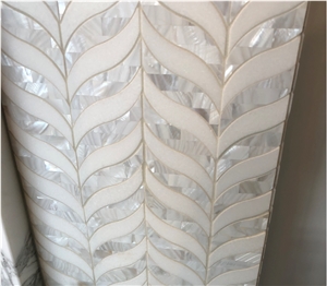 Herringbonemarble+Pearl Shell Mosaic Pattern