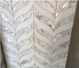 White Marble and Pearl Shell Mixed Mosaic White Marble and Pearl Shell Mixed Mosaic