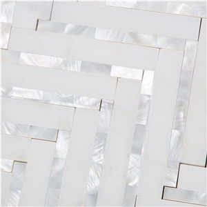White Marble and Pearl Shell Mixed Mosaic