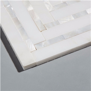 White Marble and Pearl Shell Mixed Mosaic