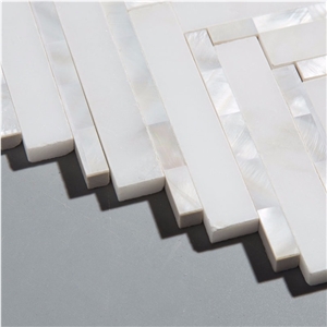 White Marble and Pearl Shell Mixed Mosaic