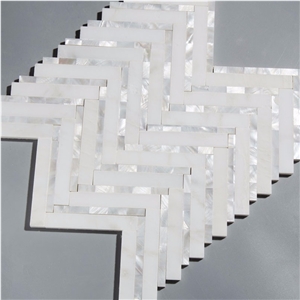 White Marble and Pearl Shell Mixed Mosaic