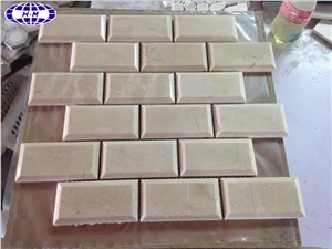 Beige Brick Marble Pillowed Edge Mosaic