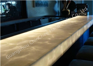 Polished Translucent Artificial Onyx Bar Counter