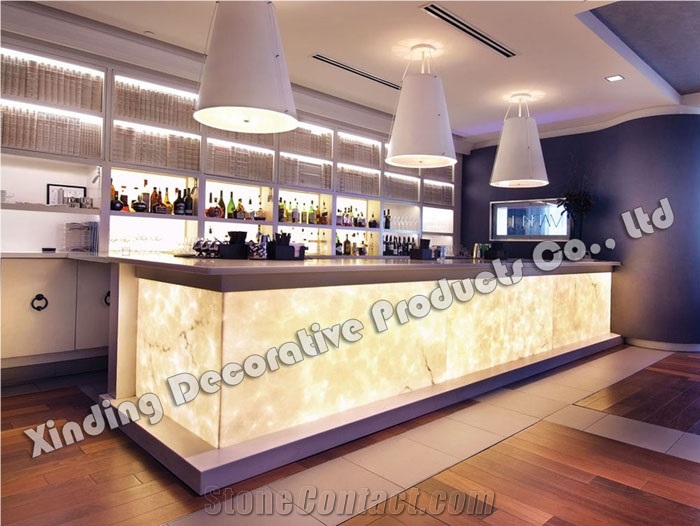 Polished Translucent Artificial Onyx Bar Counter