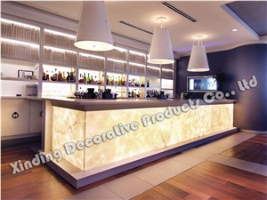 Polished Translucent Artificial Onyx Bar Counter