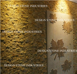 Teakwood Sandstone Split Walling Tiles with Cnc Wall Panels