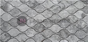 Polished Silver Grey Marble Drop Mosaics