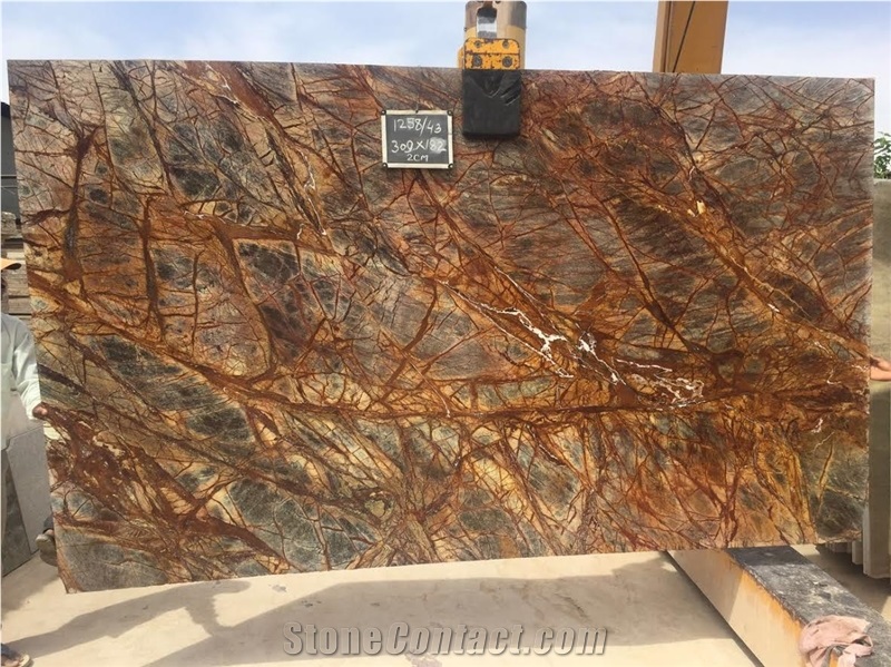 Rainforest Brown Marble Slabs