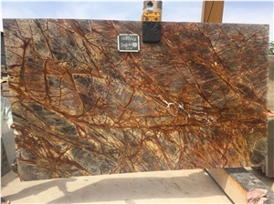 Rainforest Brown Marble Slabs