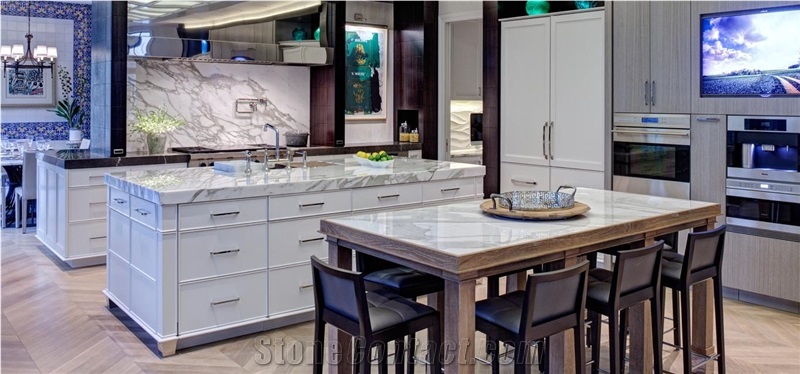 White Calacatta Carrara Kitchen Countertop