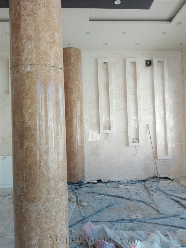 Rose Cream Marble Hollow Column