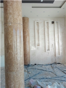 Rose Cream Marble Hollow Column