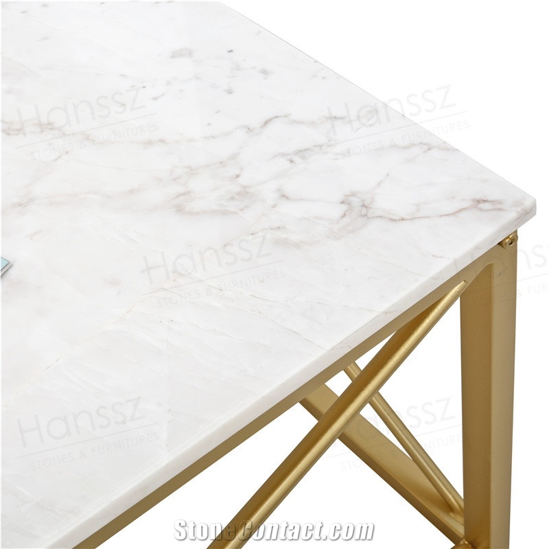 Rectangle Volakas White Marble Coffee Table Top