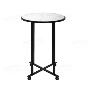 Round Calacatta White Quartz Tabletops Bar Tables