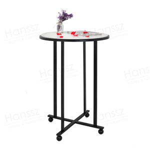 Round Calacatta White Quartz Tabletops Bar Tables