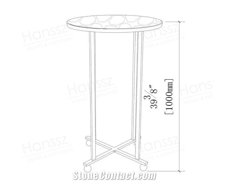 Round Calacatta White Quartz Tabletops Bar Tables