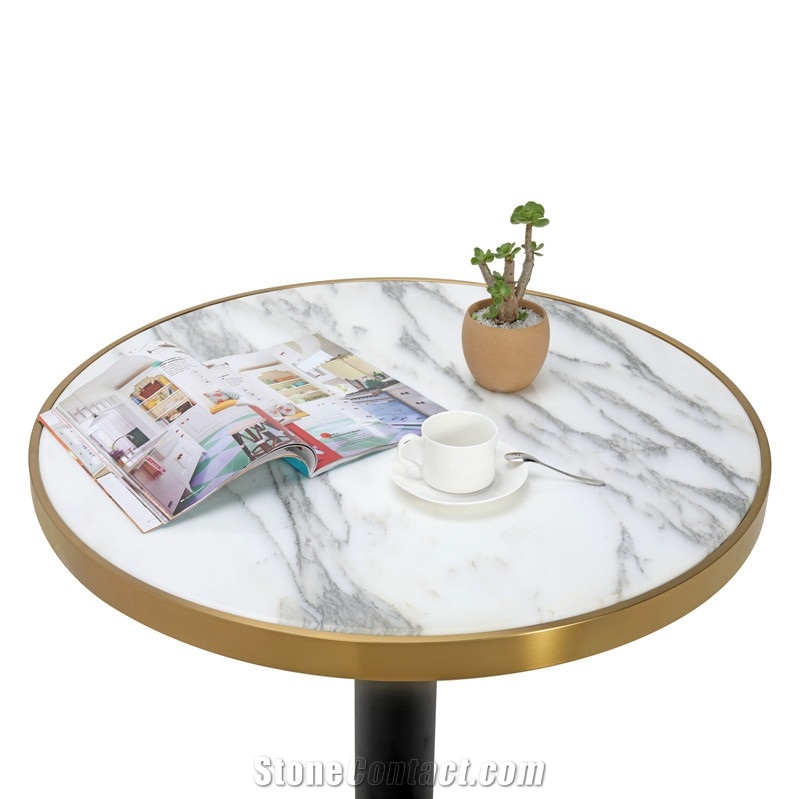Round Marble Calacatta White Dining Table Top