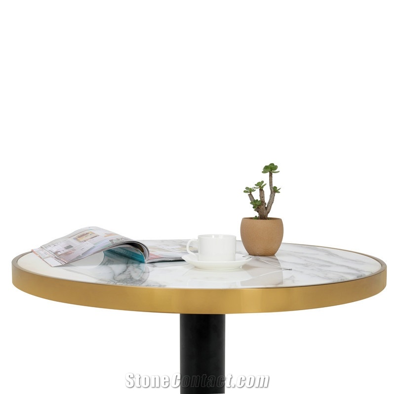 Round Marble Calacatta White Dining Table Top