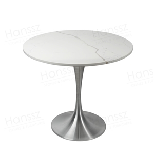 Statuario White Quartz Round Dining Table Top