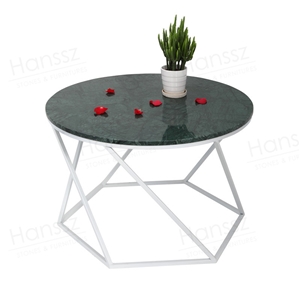 Dark Green Marble Coffee Table Metal Base