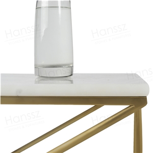 Square White Marble Table Metal Frame