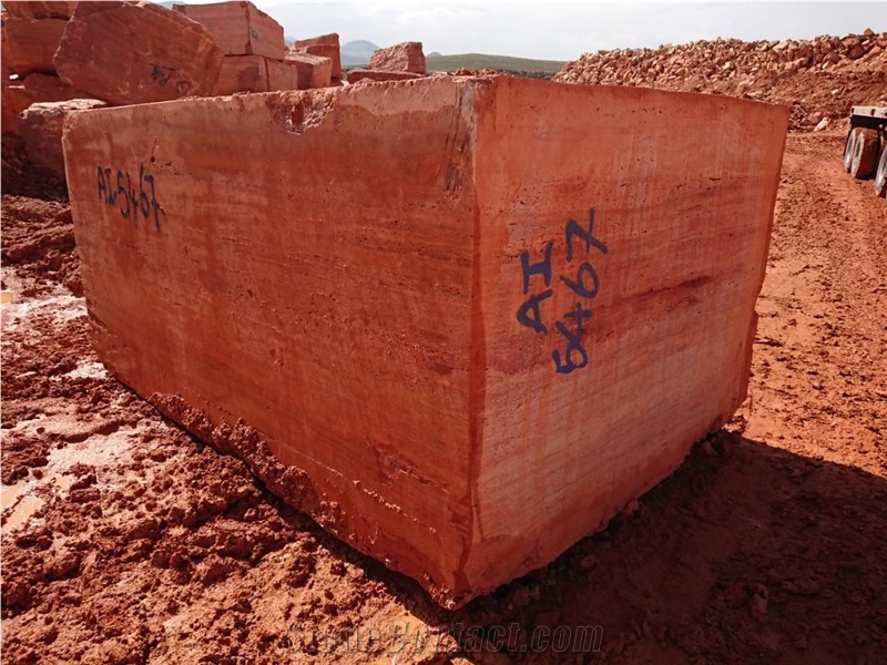 Red Travertine Blocks