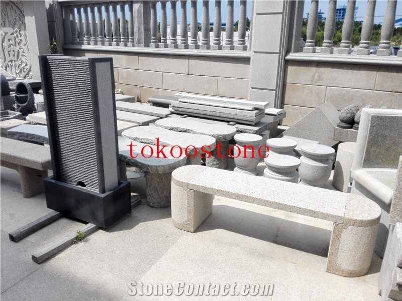 Granite Garden Stone Table and Chair/Bench